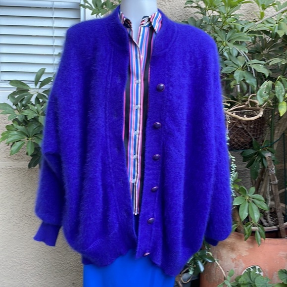 Vintage 90’s purple angora knitted cardigan with lining - Picture 6 of 8